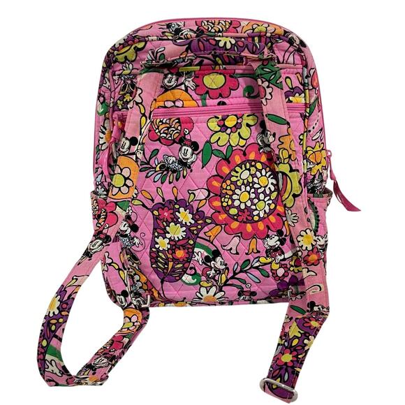 Disney Vera Bradley Mousing Around Mickey Minnie Flap Backpack Pink Floral - Picture 5 of 15